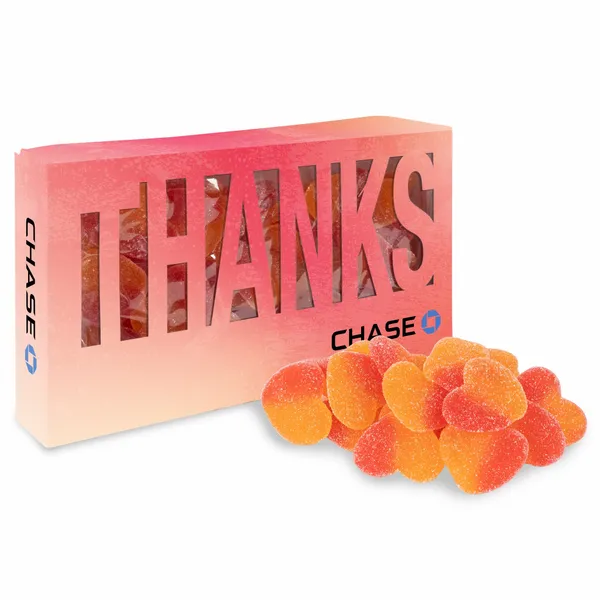 Thanks Die Cut Box with Sour Peachy Hearts - Custom Patch