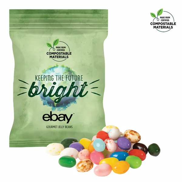 2oz. ECO-Digibag, Compostable & Full Color, Gourmet Jelly Beans - Custom Patch