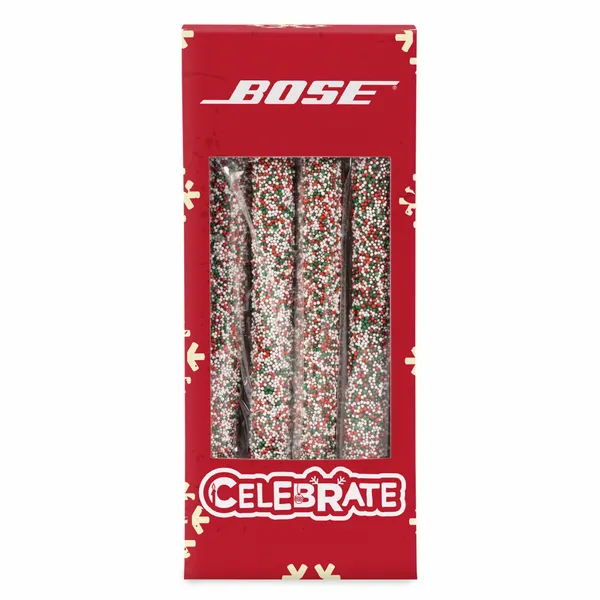 Holiday Chocolate Dipped Non Pareil Pretzel Rods - Custom Patch