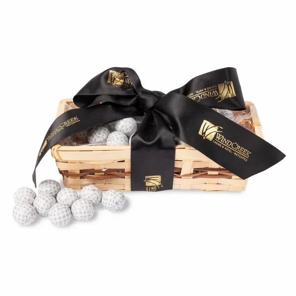 Gift Basket with Chocolate Golf Balls - Custom Patch