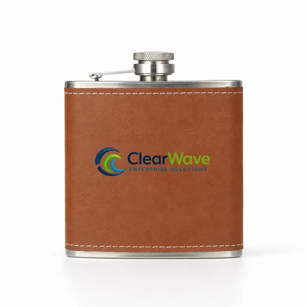 Leather Wrapped Hip Flasks - Custom Patch