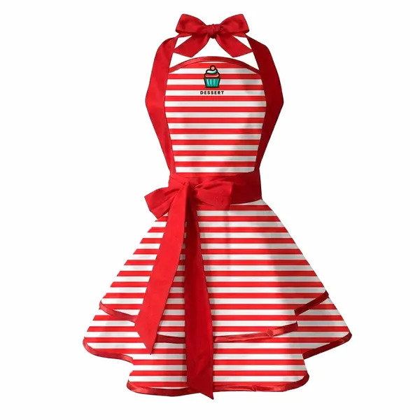 Classic Stripe Double Layer Cotton Aprons - Custom Patch