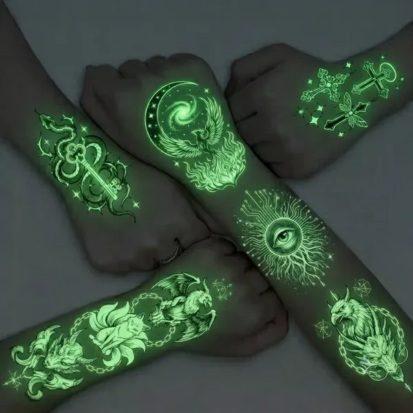 Glow Tattoos with Colorful Imprint - Custom Patch