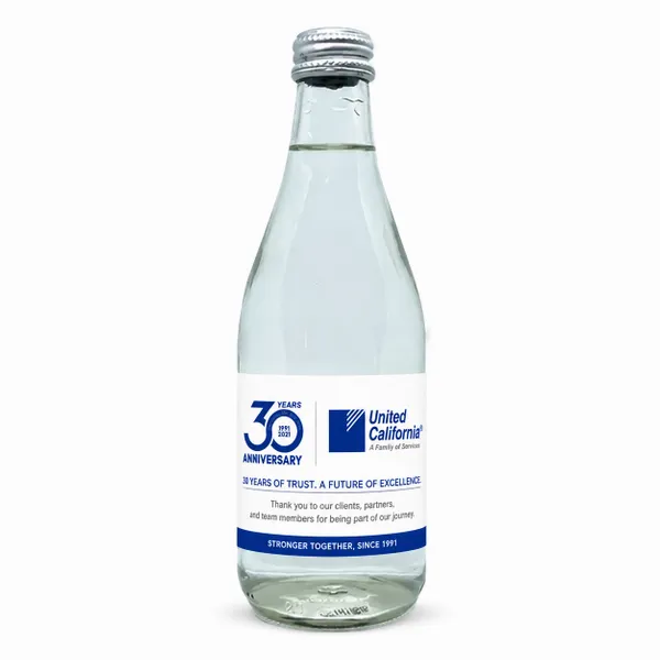12 oz Glass Water Bottle (GLA12) - Custom Patch