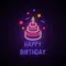 Happy Birthday with Cake Neon Sign - Custom Patch