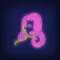 Girl with Pink Hair Neon Sign - Custom Patch