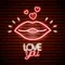 Lips with Love You Neon Sign - Custom Patch