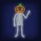 Skeleton with Pumpkin Head Neon Sign - Custom Patch