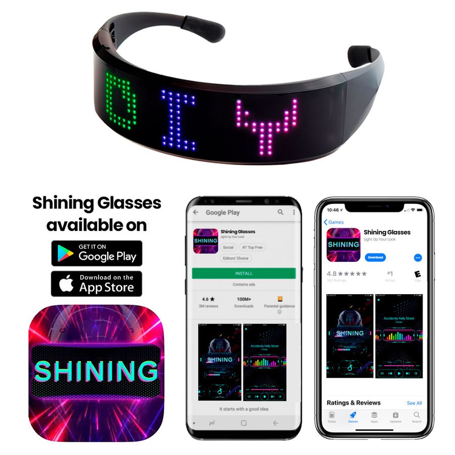 LED Light Up Glasses with Bluetooth - Custom Patch