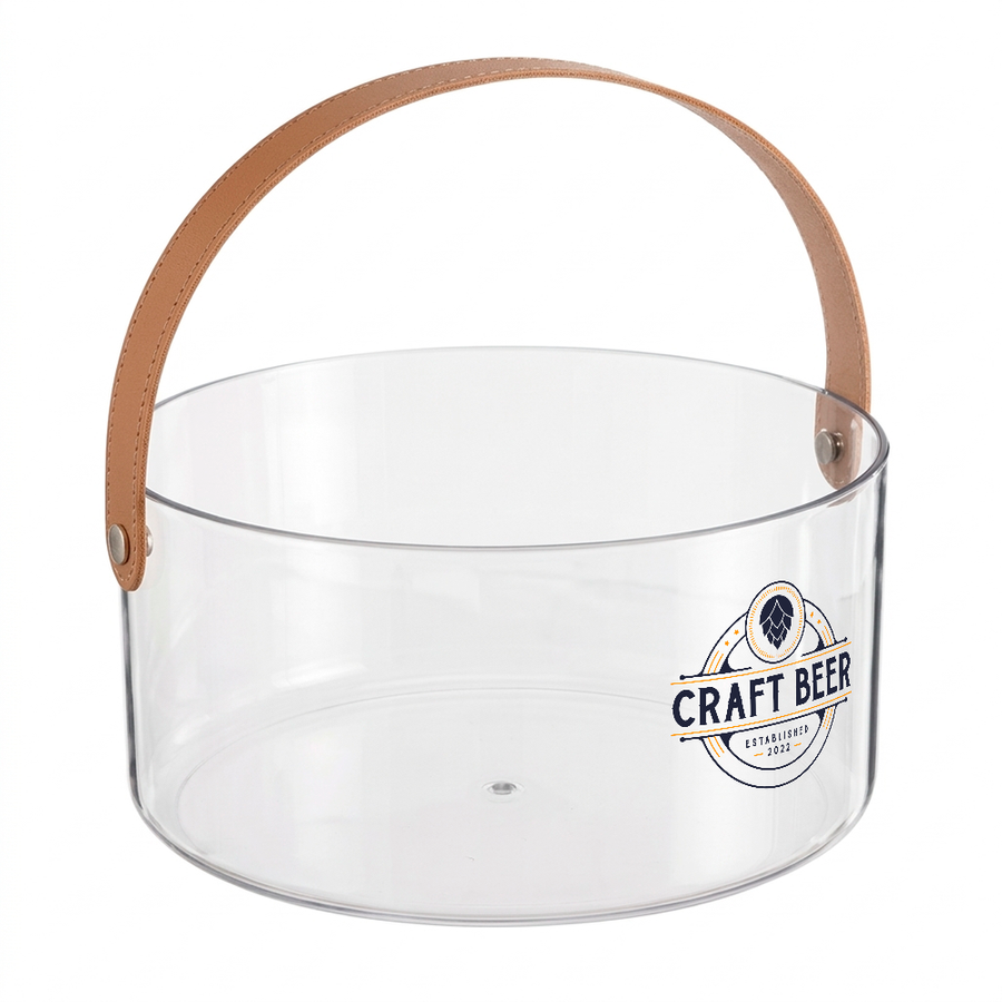 Leather-Strap Clear Drink Buckets - Custom Patch
