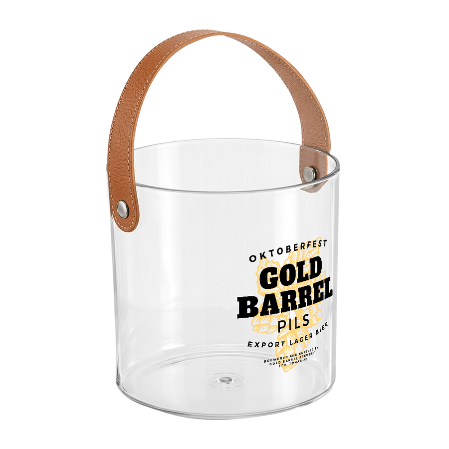 Leather-Strap Clear Drink Buckets - Custom Patch