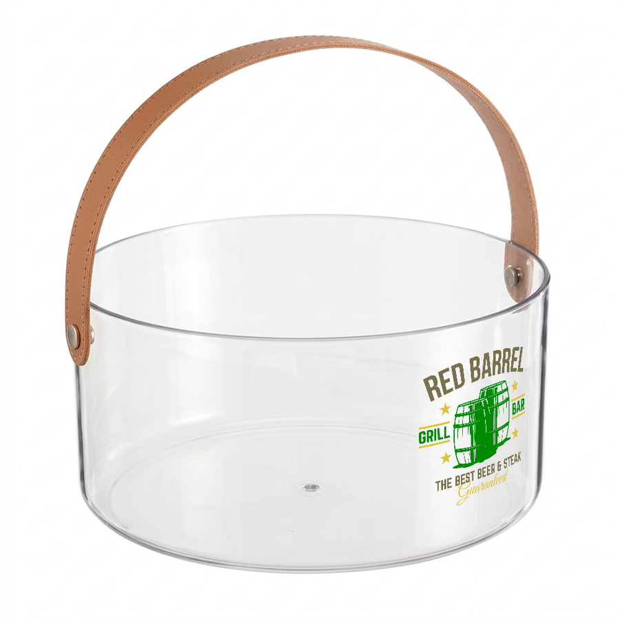 Leather-Strap Clear Drink Buckets - Custom Patch
