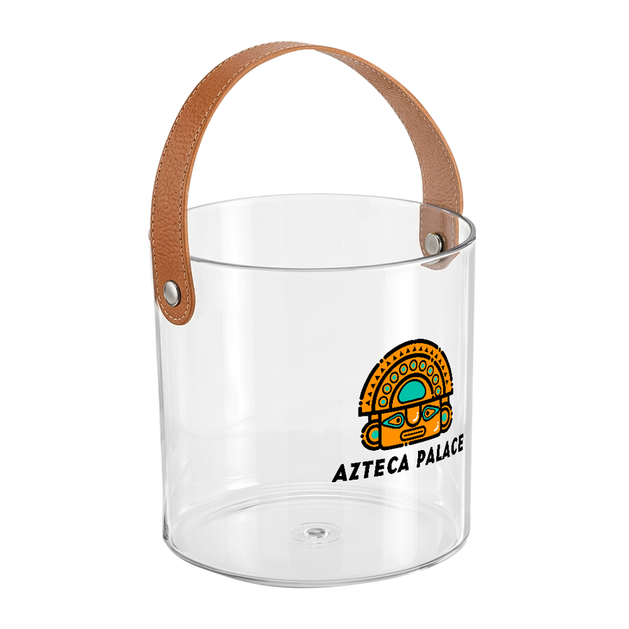 Leather-Strap Clear Drink Buckets - Custom Patch
