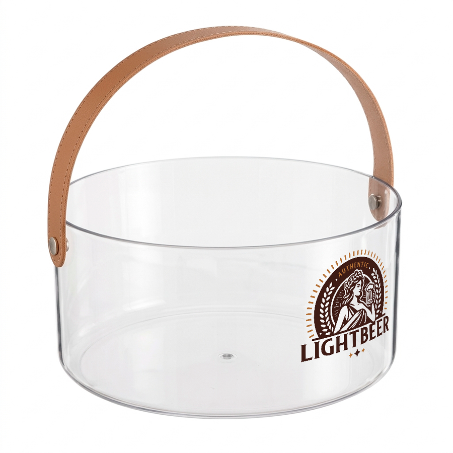 Leather-Strap Clear Drink Buckets - Custom Patch