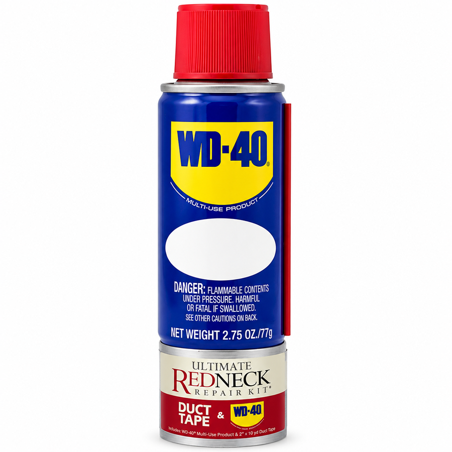 Ultimate Redneck Repair Kits, WD-40 2.75 oz Handy Cans and 6 yards of Duct Tapes - Custom Patch