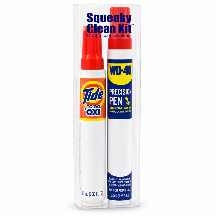 Squeaky Clean Kit - WD-40® Precision Pen and Tide® to Go + Oxi Travel Kits - Custom Patch