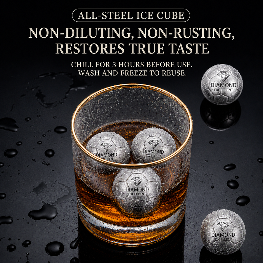 Soccer Ball Stainless Steel Ice Cubes - Custom Patch