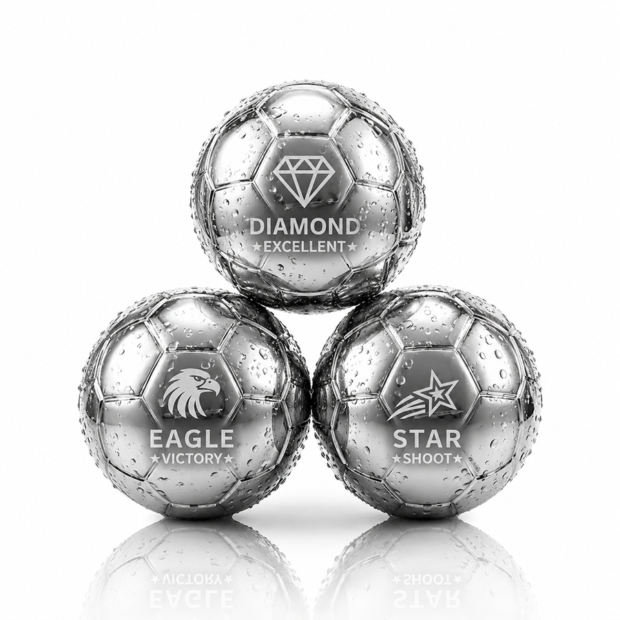Soccer Ball Stainless Steel Ice Cubes - Custom Patch