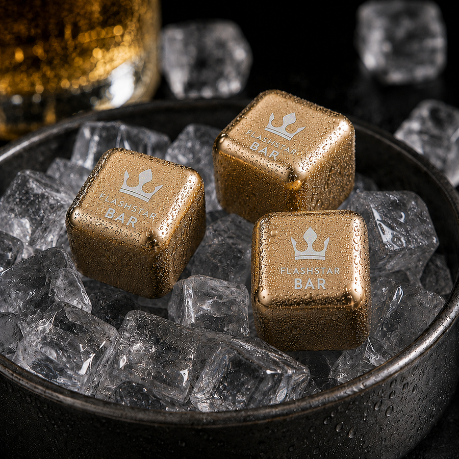 Gold Stainless Steel Ice Cubes - Custom Patch