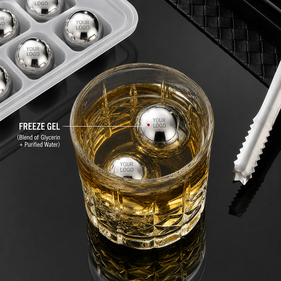 Soccer Ball Stainless Steel Ice Cubes - Custom Patch