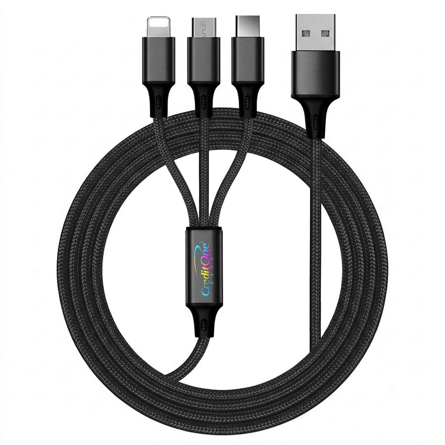 Nylon Braided 3-in-1 Charging Cables - Custom Patch