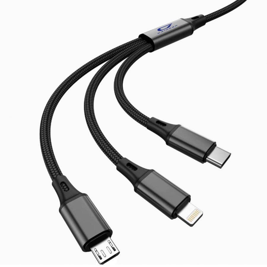 Nylon Braided 3-in-1 Charging Cables - Custom Patch