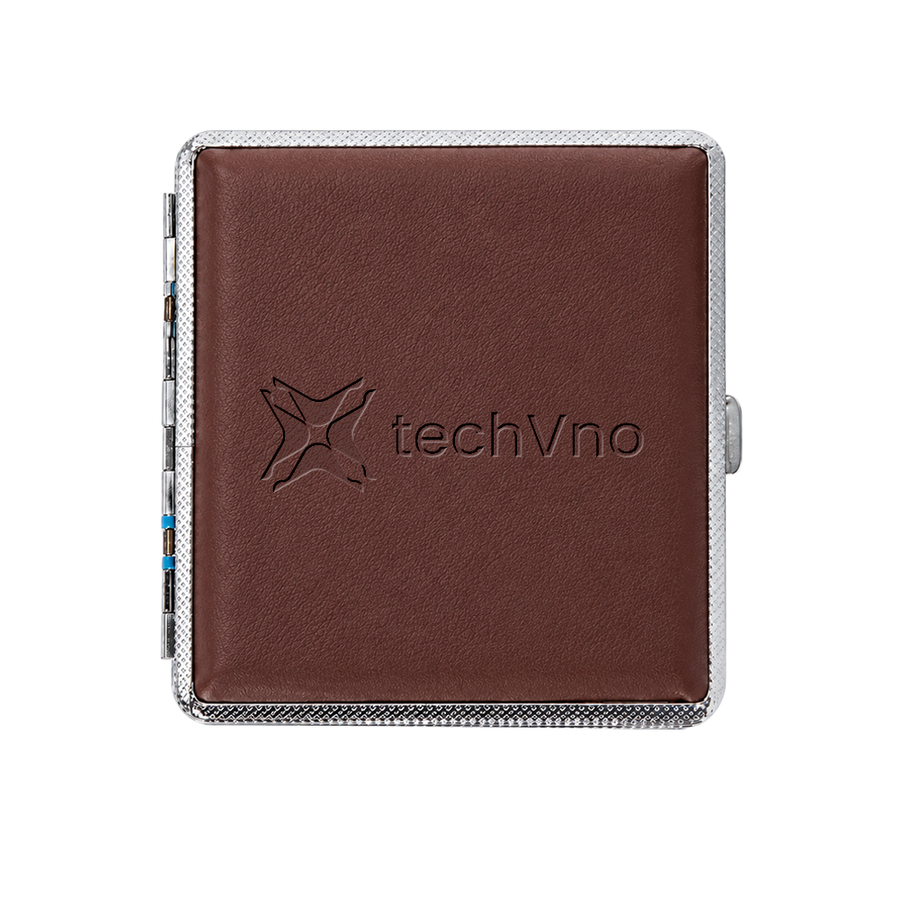 Leather Grain Metal Cigarette Cases - Custom Patch
