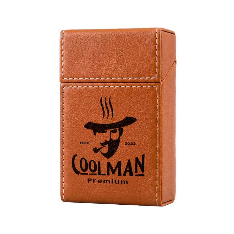 Flip Top PU Leather Full Bag Cigarette Cases - Custom Patch