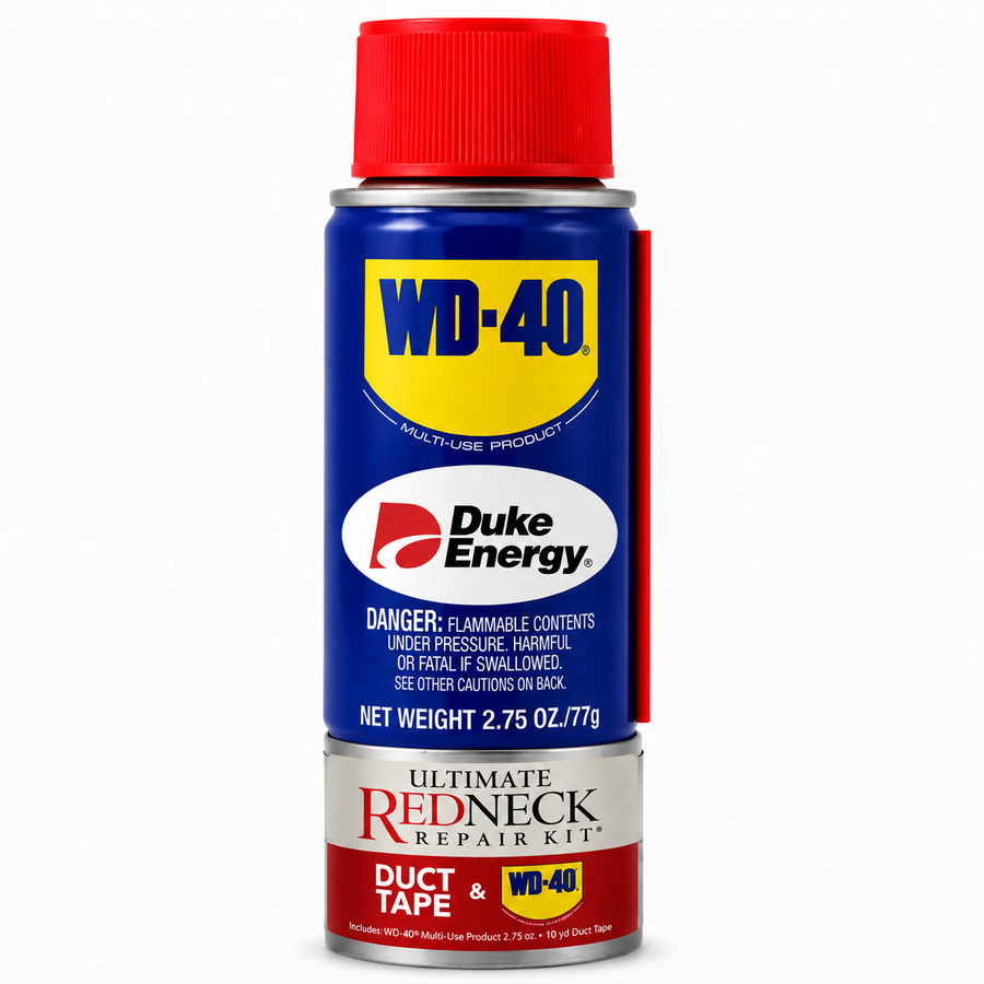 Ultimate Redneck Repair Kits, WD-40 2.75 oz Handy Cans and 6 yards of Duct Tapes - Custom Patch