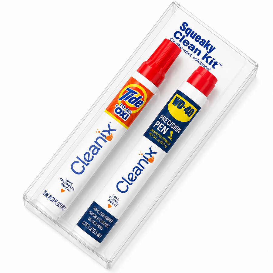 Squeaky Clean Kit - WD-40® Precision Pen and Tide® to Go + Oxi Travel Kits - Custom Patch