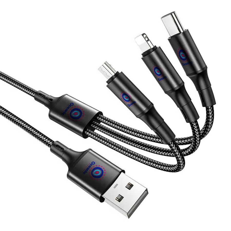Nylon Braided 3-in-1 Charging Cables - Custom Patch