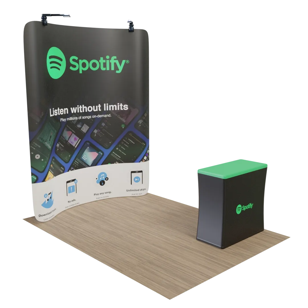 Custom Curved Zip Up Trade Show Display Backdrop Booth Stand 8' x 8' - Custom Patch