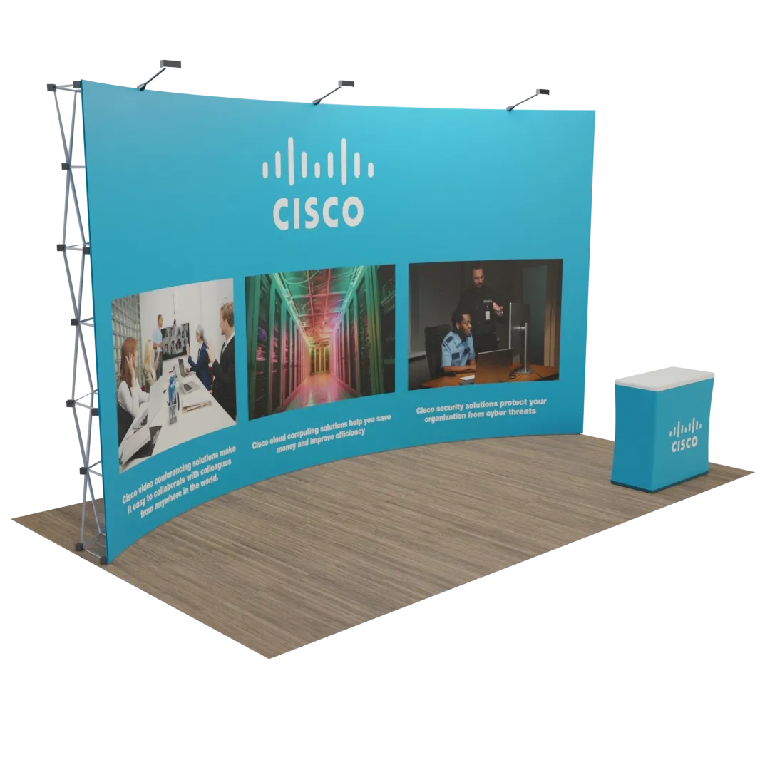 Custom Curved Pop Up Display Stand 20' x 10' (ft) - Custom Patch